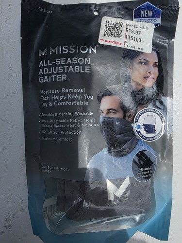 Set of 5 MISSION All Season Neck Gaiter Adjustable Draw cord, Face Cover, - Picture 3 of 5
