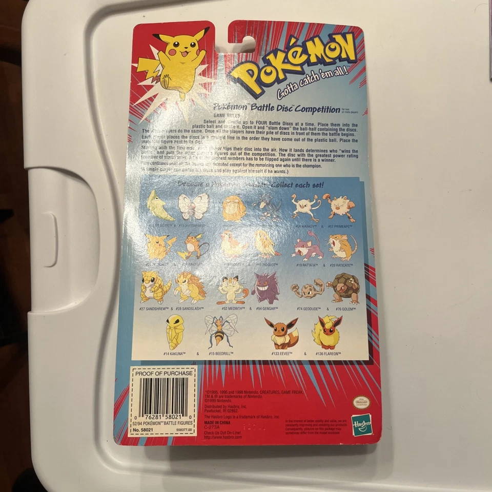 VTG, SEALED 1999 Hasbro/TOMY Pokémon Battle Figures Translucent Gengar & Meowth - Image 2 of 2