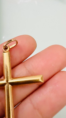 18k 750 Gold Big 54mm Crucifix Cross Pendant No Chain NoJesus