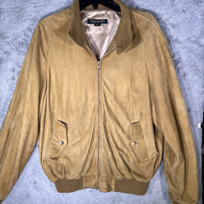 Vintage Brooks Brothers Men's Suede Leather Bomber Jacket In