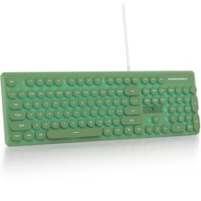 Wired Retro Typewriter Keyboard Quiet Full Size Membrane Keyboard Light Up Da...