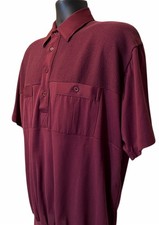 Vtg 80s/90s Classics by Palmland Maroon Burgundy Polo Shirt Banded Bottom sz L
