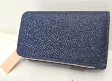 Perry White Navy Blue Glitter Sparkle Evening Clutch Crossbody Bag - NWT
