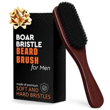 Boar Bristle Beard Brush for Men – 9 Soft Boar Bristle Hair Brush for Slick