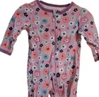 Girls 3-6M lot of 3 Cotton Footed Zip Long Sleeve One Piece Sleepers Floral — photo 3
