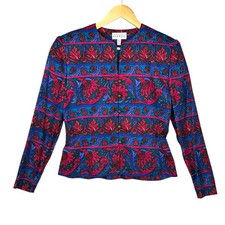 Adrianna Papell Bright 100 Silk Jacket Vintage Size 6