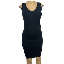 Sam Edelman Stretchy Sweater Bodycon Dress Womens Sz XS Casual Black Chunky Knit