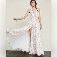 Reformation - Floral White Maxi Dress with Flutter Sleeves - size Small - NWOT