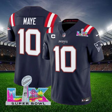 Drake Maye 10 Patriots Navy Super Bowl LX Patch Stitched Jersey All sizes