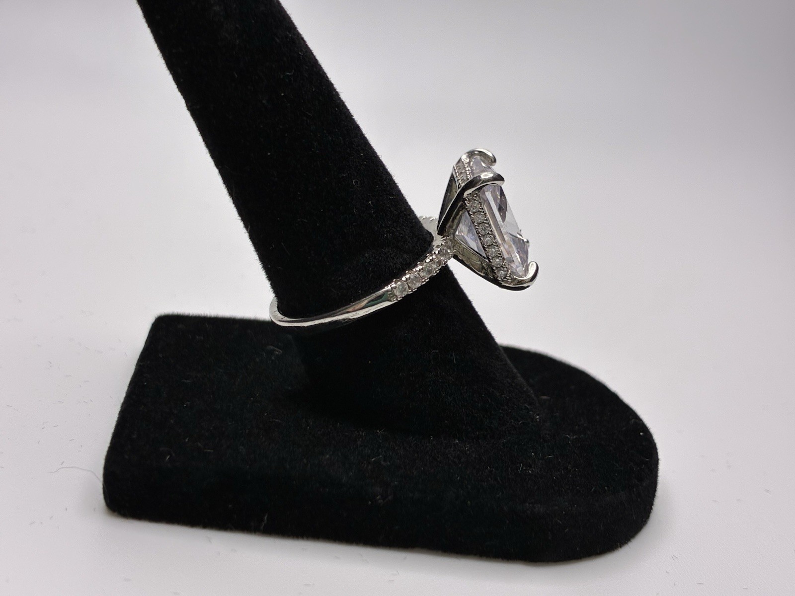 Large Square Rhinestone Silver Tone Engagement St… - image 4