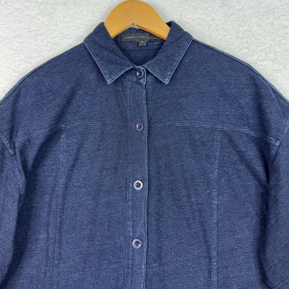 Синий вязаный эластичный комбинезон Marc By Marc Jacobs короткий размер S на пуговицах свободного покроя - Изображение 2 из 4