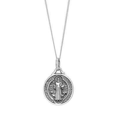 81. Generation Anhänger Halskette Sterlingsilber 925 St. Benedikt Medaillon Münze