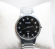 Citizen G111-112711 Men's Dress Stainless Steel Silver Black Dial Date Watch