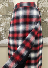 CHAUS SPORT Cotton Flannel Red Black Plaid School Girl Preppy Wrap Skirt 12 EUC