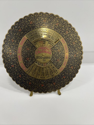 #ad Vintage Brass For 100 Years Calendar 2000to 2099 ON STAND $99.00