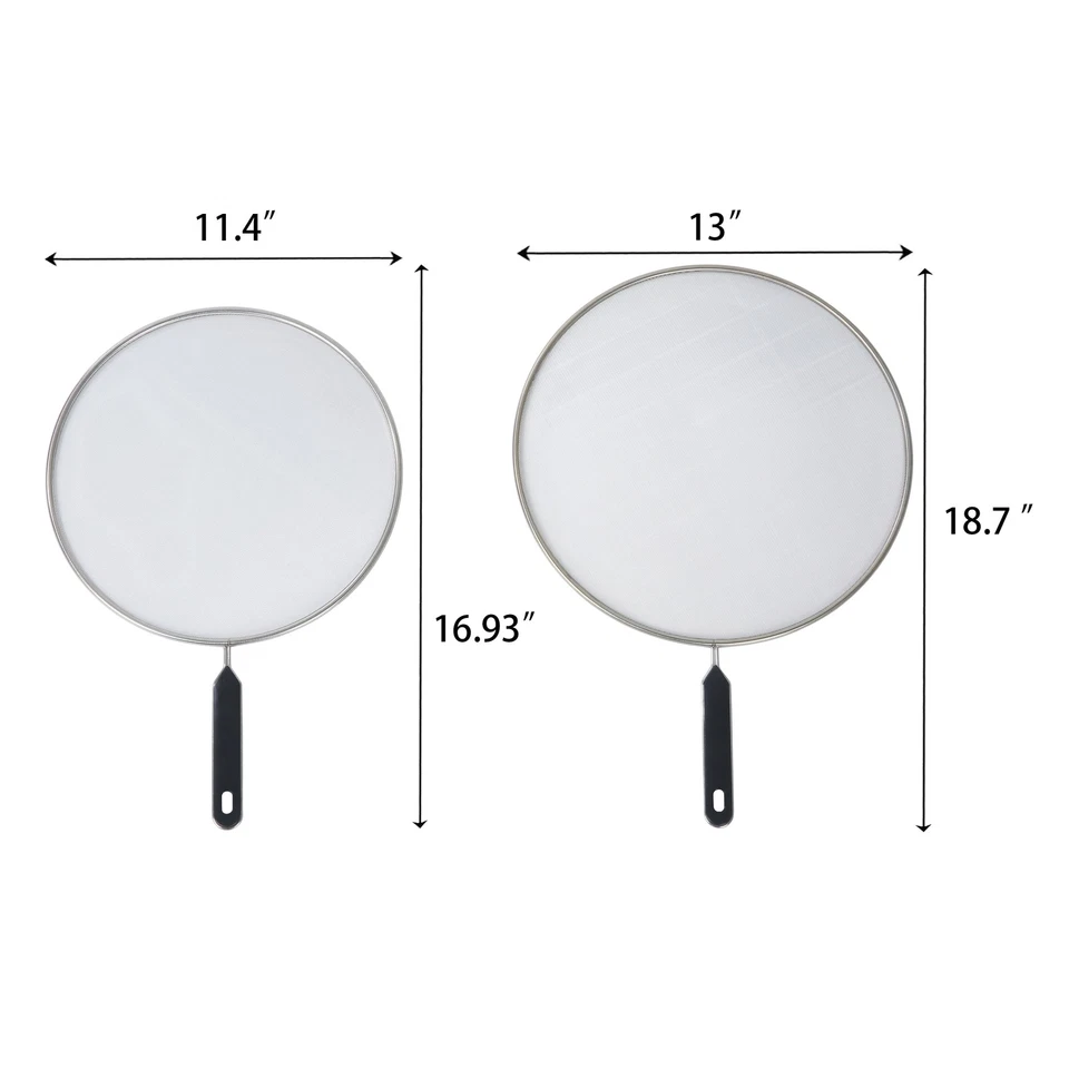 NUEVA TENDENCIA Mainstays Pantalla Salpicaduras Malla Aluminio Fino 2 Piezas 11" y 13" Plateada Foto 3 de 4