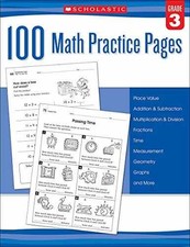 100 Math Practice Pages: Grade 3 - Paperback, by Scholastic - Good x
