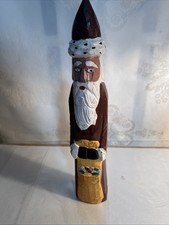 Vintage carved, hand-painted wood Santa Claus figurine folk art Primitive Decor