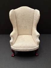 Miniature Dollhouse 1:12 Scale Bespaq Wing Chair Cream Color