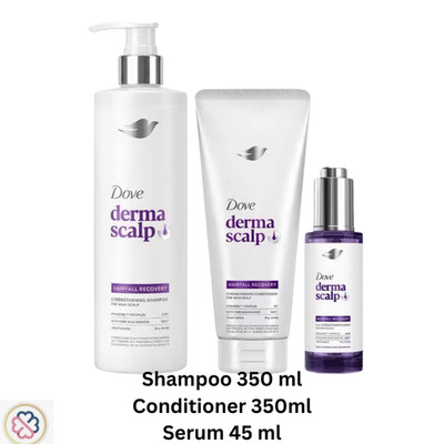 Dove Derma Scalp Hairfall Set Shampoo+ Conditioner +Serum Recovery Strengthening