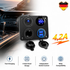 Auto-Ladeger�t Dual-USB 4,2A Ladeger�t Ladeadapter KFZ 4-Loch-Panel Einbau