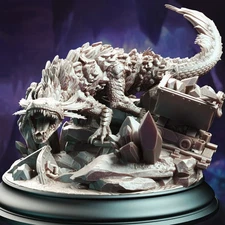 Lava Elemental Salamander Miniature Fire Lizard Monster Miniature 3D Printed DnD