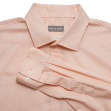 Michael Kors Button Up Mens XL 17.5 34/35 Peach Airsoft Stretch Regular Fit