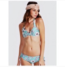 NEW Wildfox Swim Sixties Emerald Turquoise Floral Bikini Set Size XS 147 Retail