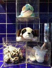 Ty Beanie Babies 4 - In Individual Cases- Tags Attached- 1990 s