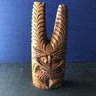 Vintage 2010 Hawaii Aloha Hand-Carved Wooden Tiki Statue – 9” Tall Polynesian De