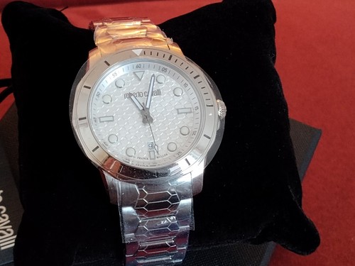 RARE Swiss Made Roberto Cavalli by Franck Muller Men's Silver Snake Quartz Watch - Picture 11 of 18