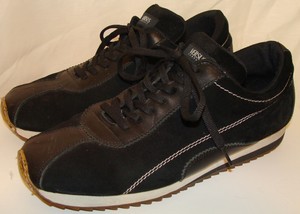 Versus Versace Womens Black White Suede Leather Sneakers Shoes