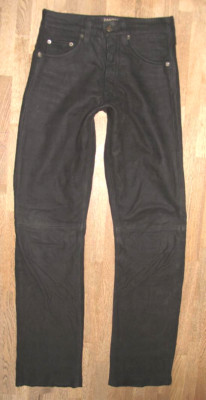 schmale - PANTERA - LEDERJEANS / Nubuk- Lederhose in schwarz in W29 / L33