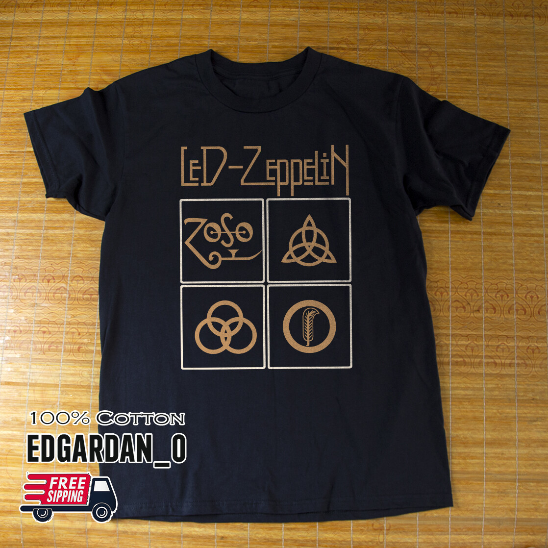 Led Zeppelin Logo Rock Music Band Black T-shirt S-5XL | eBay
