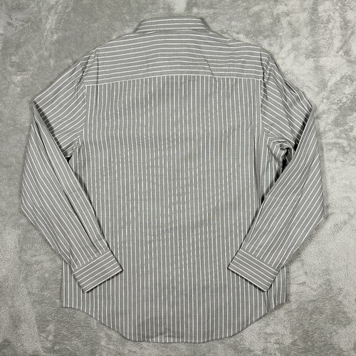 Perry Ellis Men’s Large Shirt Slim Fit Gray Striped Lycra Long Sleeve NWT New - Picture 19 of 22