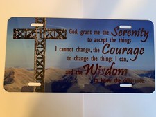 Made in the USA! Serenity Prayer Premium license plate.