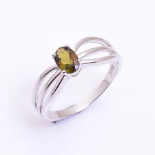 Natural Tourmaline Oval Cut Gemstone 925 Sterling Silver Women Designer Ring