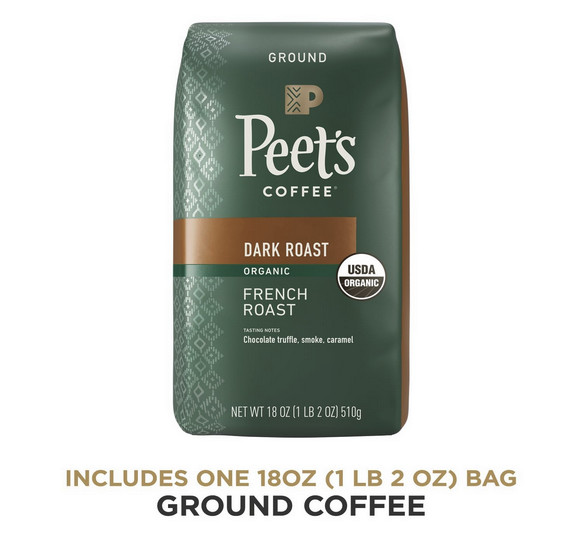 Peet's Coffee French Roast &ndash; Organic Dark Roast Ground Coffee, 18oz Bag