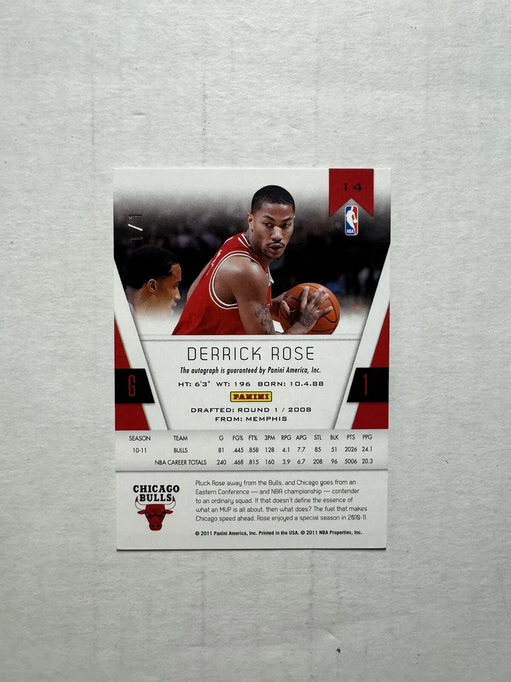 Derrick Rose 2010-11 Panini Totally Certified Black Auto Autograph 1/1 Bulls - Image 2 of 2