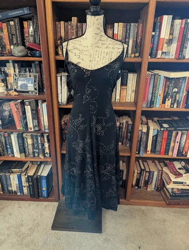 Vintage 80s Betsey Johnson Punk Label Women's Small Black Evening Dress Beaded