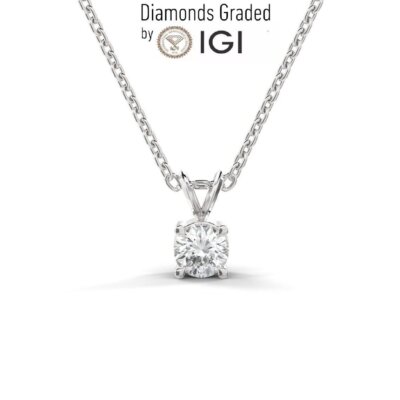 IGI Lab Grown Diamond D VS 1,50 Karat Round Solitaire Pendant Necklace 14K Gold