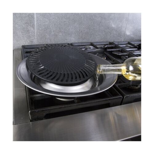 Kitchen + Home Stove Top Smokeless Grill Indoor BBQ, Stainless Steel