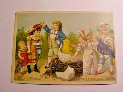 1880's USE ACME BEST BAR SOAP MADE trade card with chick hatching