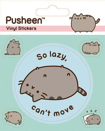 Vinyl Sticker / Aufkleber-Set PUSHEEN - So Lazy, Can´t Move 1x7,5 4x2cm PS7376