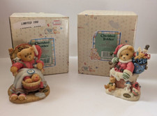 Cherished Teddies SANTA 352713 Little Holiday R R, KRIS 272140 Up on the Rooftop