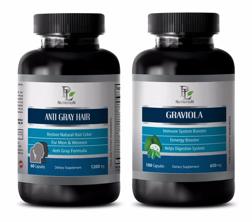 Parasite and worm cleanse for humans - ANTI GRAY HAIR - GRAVIOLA COMBO- coenzyme