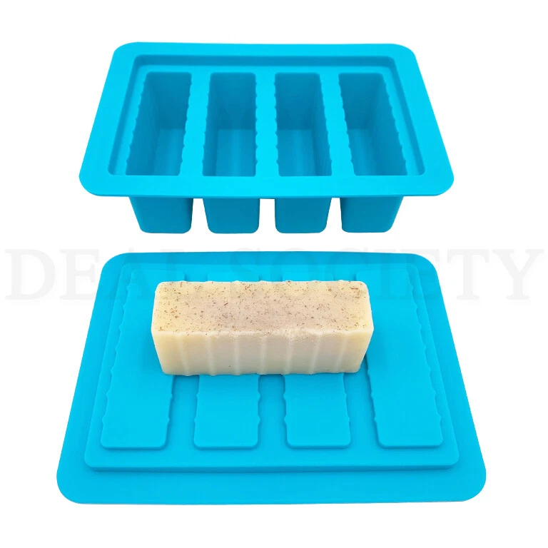 Bandeja molde mantequilla de silicona de alta resistencia con tapa contenedor rectangular de 4 cavidades Foto 4 de 4