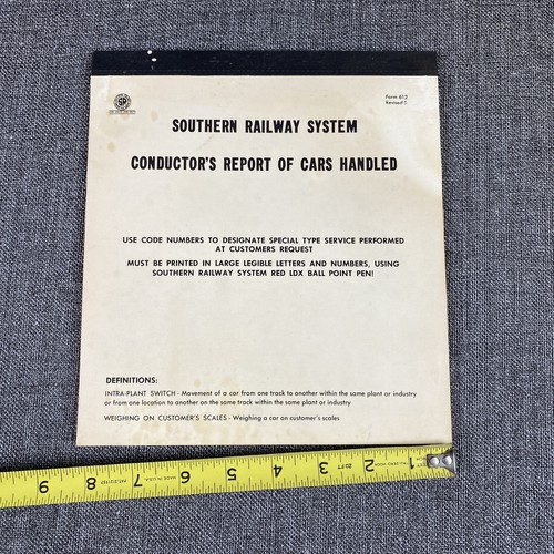 Vintage Southern Railway System Conductor's Report of Cars Handled Booklet - 第 7/11 張圖片