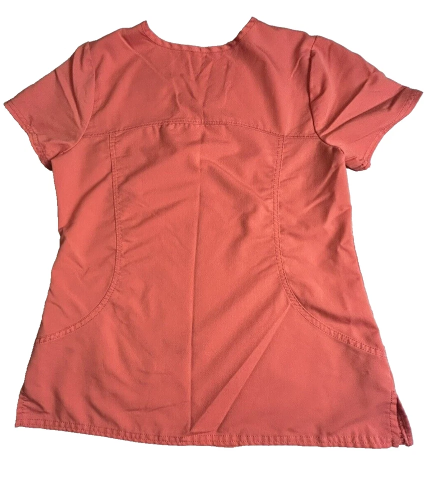 Blusa Médica Scrubstar Premium Para Mujer Naranja Simulado Envolvente, Talla Pequeña-401 Foto 4 de 4