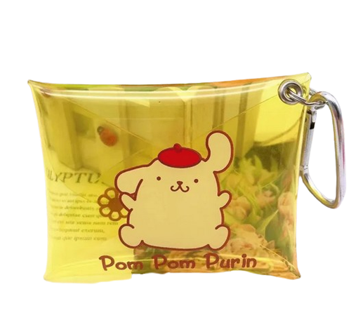 JAPAN Sanrio Pompurin gelb Schlüsselanhänger Clip Druckknopf klar Münzetui Tasche Handtasche - Bild 2 von 2